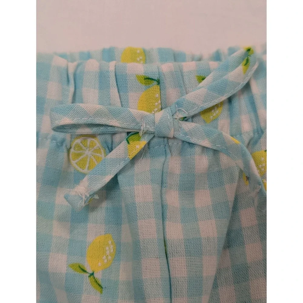 btween Girls Lemon Gingham Capri Pants Elastic Waist Size 6
